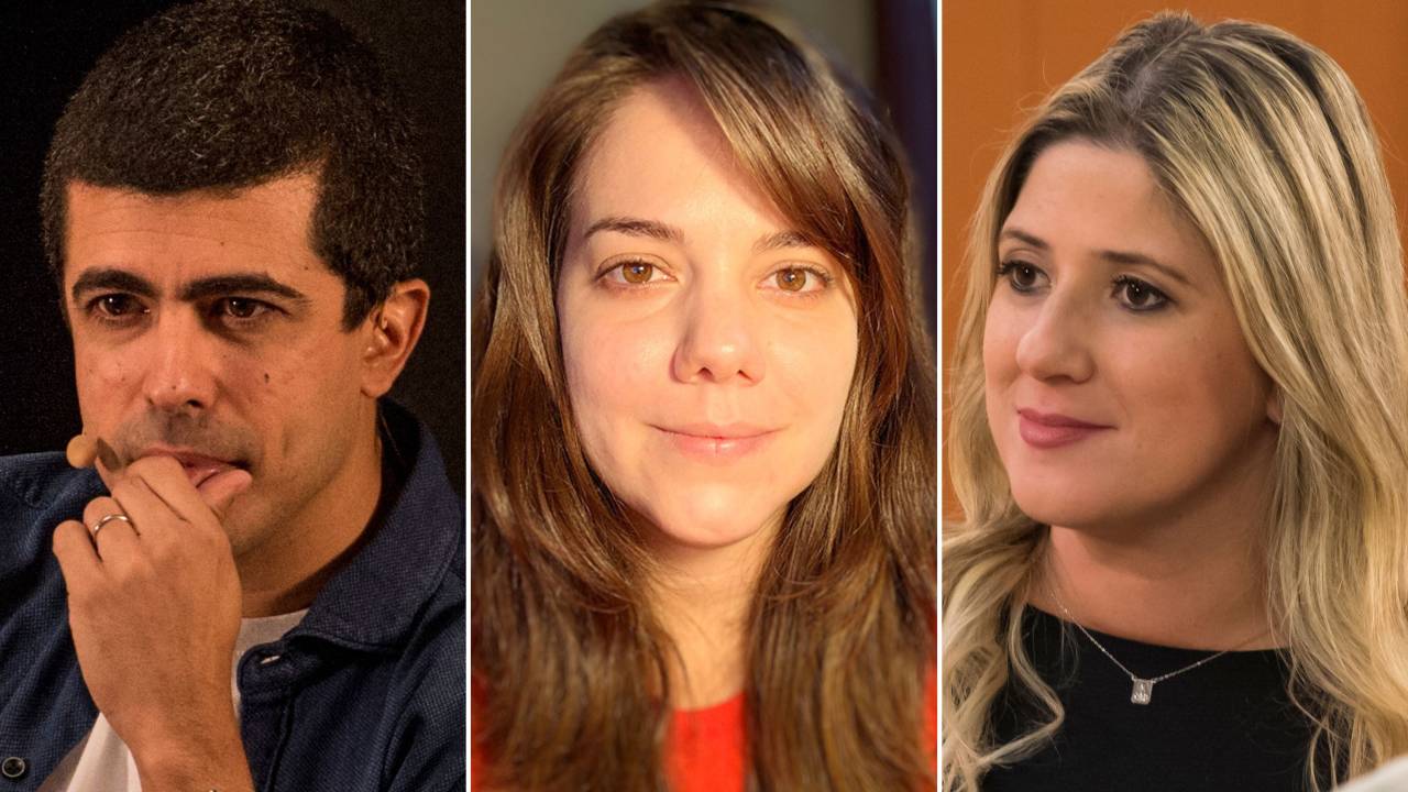O ator Marcius Melhem, a advogada Mayra Cotta, e a atriz Dani Calabresa -