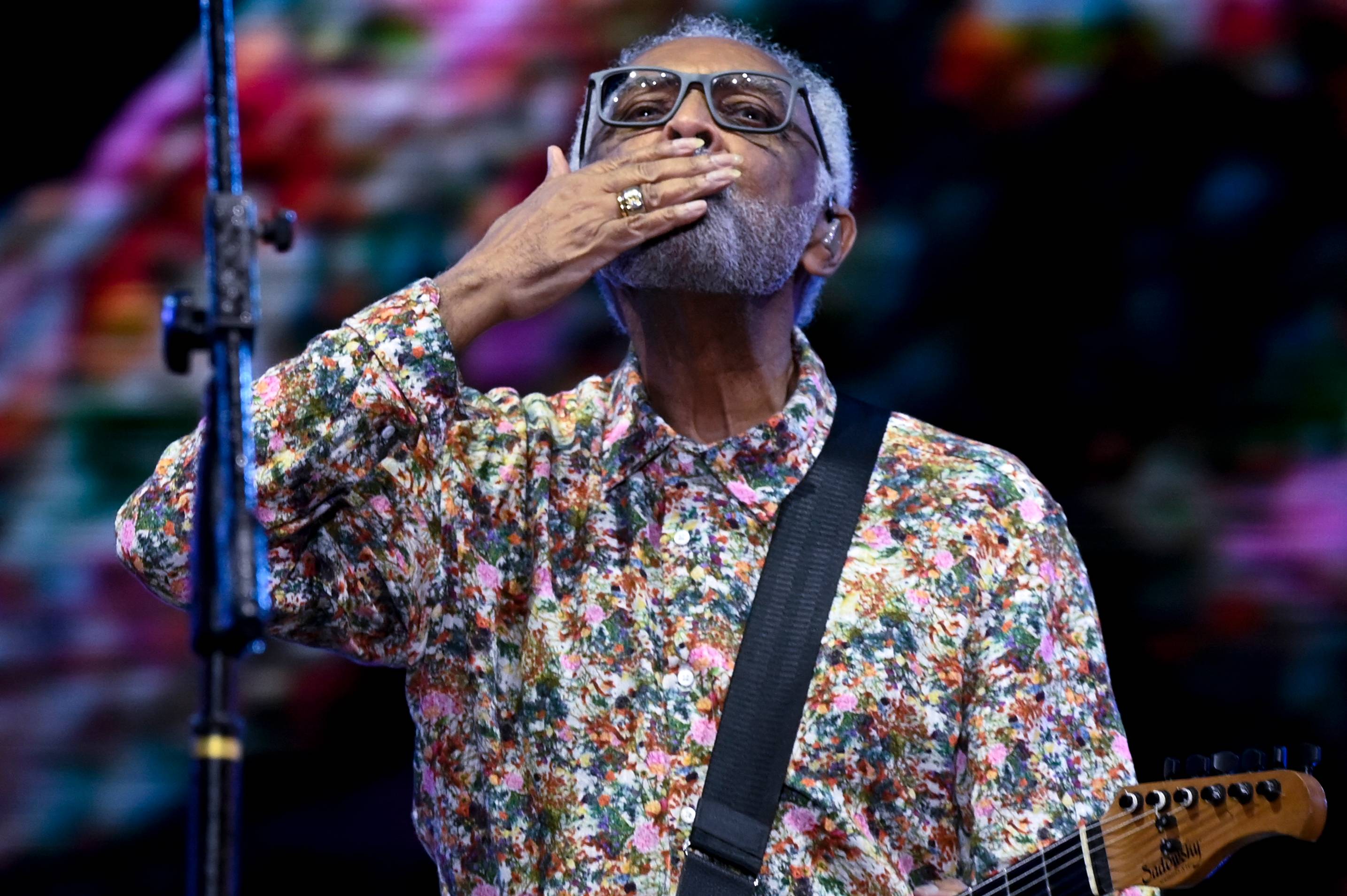 singer and songwriter Gilberto Gil performs on the Main stage of the Rock in Rio music festival at the Olympic Park in Rio de Janeiro, Brazil, on September 4, 2022. (Photo by MAURO PIMENTEL / MAURO PIMENTEL / AFP)