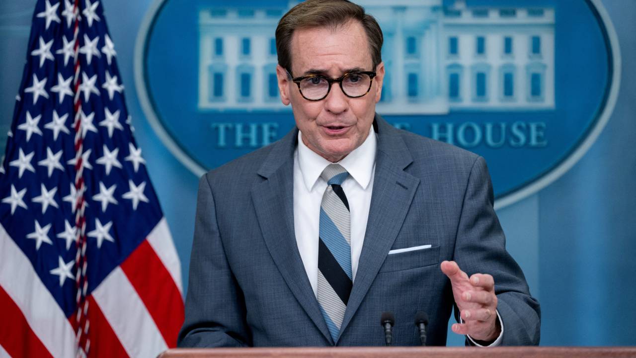 US National Security Council Coordinator for Strategic Communications John Kirby speaks during the daily briefing in the Brady Briefing Room of the White House in Washington, DC, on September 16, 2022. (Photo by SAUL LOEB / AFP)