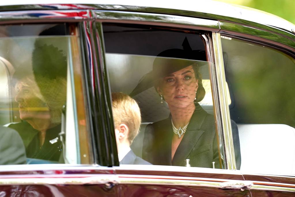 The State Funeral Of Queen Elizabeth II LONDON, ENGLAND - SEPTEMBER 19: Catherine, Princess of Wales in the Ceremonial Procession, after the State Funeral of Queen Elizabeth II at Westminster Abbey on September 19, 2022 in London, England. Elizabeth Alexandra Mary Windsor was born in Bruton Street, Mayfair, London on 21 April 1926. She married Prince Philip in 1947 and ascended the throne of the United Kingdom and Commonwealth on 6 February 1952 after the death of her Father, King George VI. Queen Elizabeth II died at Balmoral Castle in Scotland on September 8, 2022, and is succeeded by her eldest son, King Charles III. (Photo by Mike Egerton - WPA Pool/Getty Images)