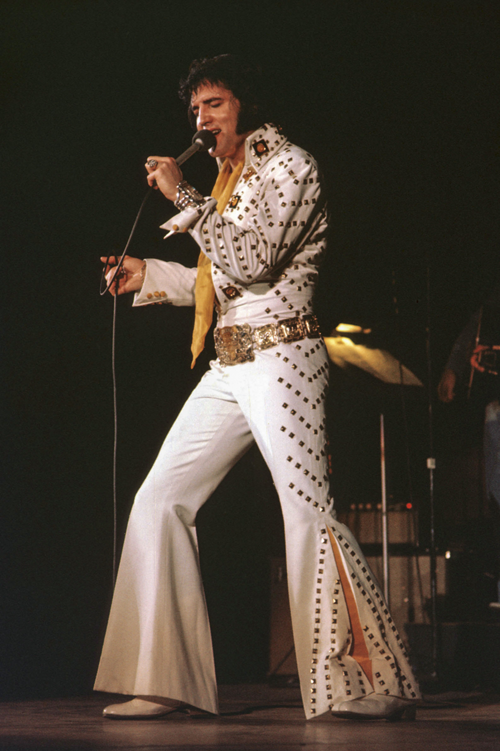 GettyImages-74291234.jpg DECADÊNCIA - Elvis Presley nos anos 70: residência em cassino de Vegas foi indicativo do fim de carreira -
