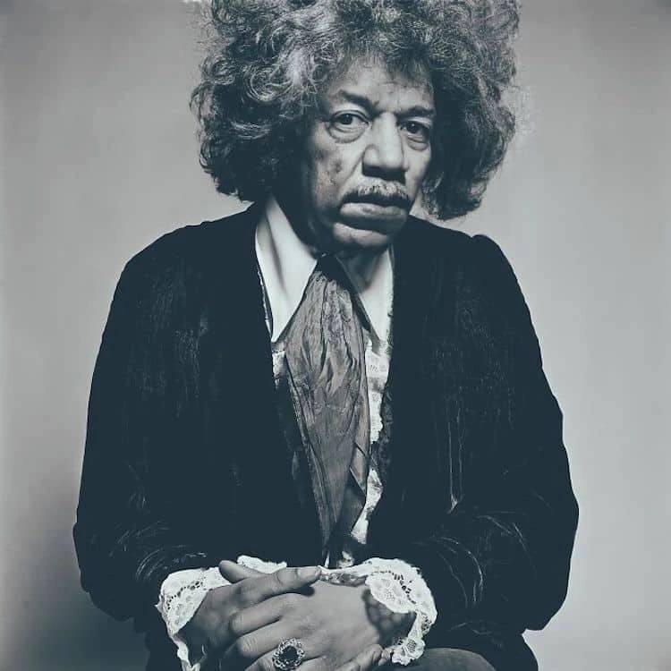 Jimi-Hendrix-ai-portrait Jimi Hendrix imaginado pelo artista Alper Yesiltas