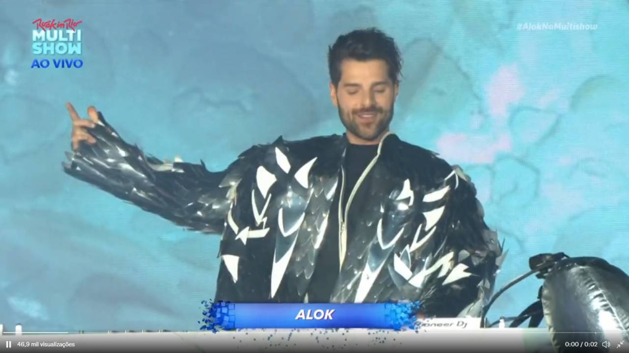 O cantor Alok se apresenta no palco Mundo do Rock in Rio