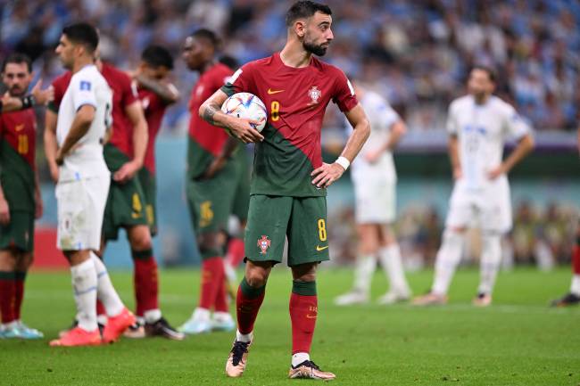 FBL-WC-2022-MATCH32-POR-URU Bruno Fernandes marcou o segundo em cobrança de pênalti -