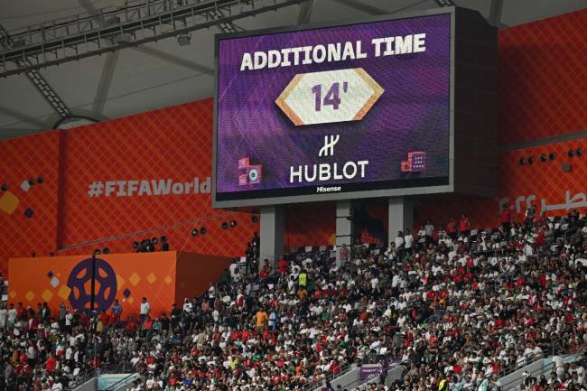 67984c06-67bd-4153-b387-d947e4454a87 Placar mostra tempo adicional de 14 minutos na Copa -