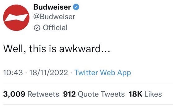 Tweet deletado pela Budweiser Tweet deletado pela Budweiser