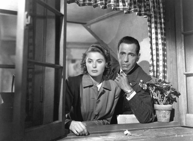 Ingrid Bergman (1917-1982) Swedish film and stage actress, with Humphrey Bogart (1899-1957). Still from Casablanca, 1942. Based on the play Everybody Goes to Rick’s by Murray Burnett and Joan Alison. UNSPECIFIED : Ingrid Bergman (1917-1982) Swedish film and stage actress, with Humphrey Bogart (1899-1957). Still from Casablanca, 1942. Based on the play Everybody Goes to Rick's by Murray Burnett and Joan Alison. (Photo by Universal History Archive/Getty Images)