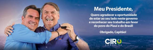 Imagem do outdoor instalado por Ciro Nogueira com homenagem a Jair Bolsonaro no Piauí