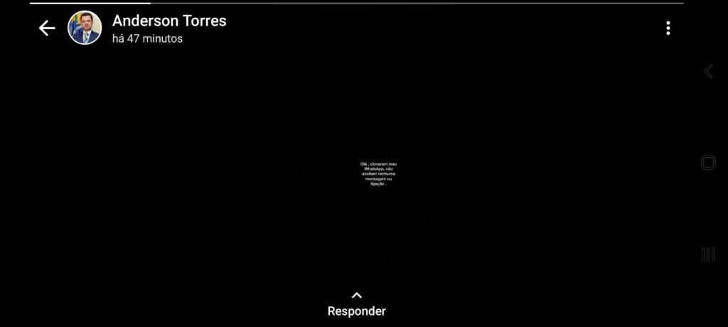 Mensagem de Anderson Torres no WhatsApp Mensagem de Anderson Torres no WhatsApp