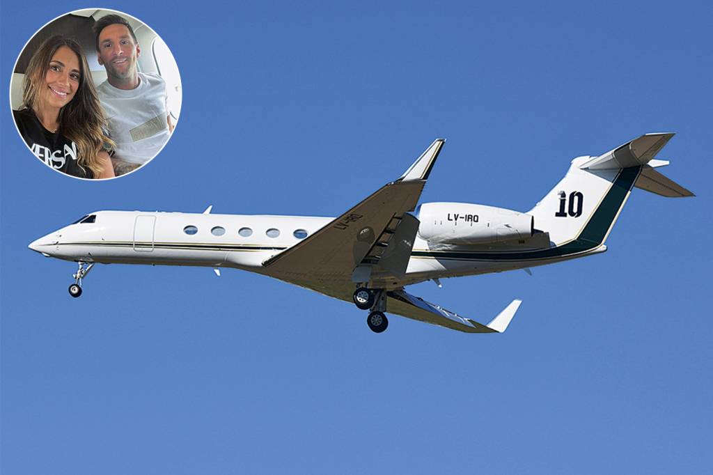 JATO—LIONEL-MESSI—1.jpeg LUXO - Messi e a mulher, Antonella: jato de 80 milhões de dólares -