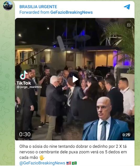 fake Print de grupo bolsonarista do Telegram com a teoria de que Lula teria sido substituído por um sósia --