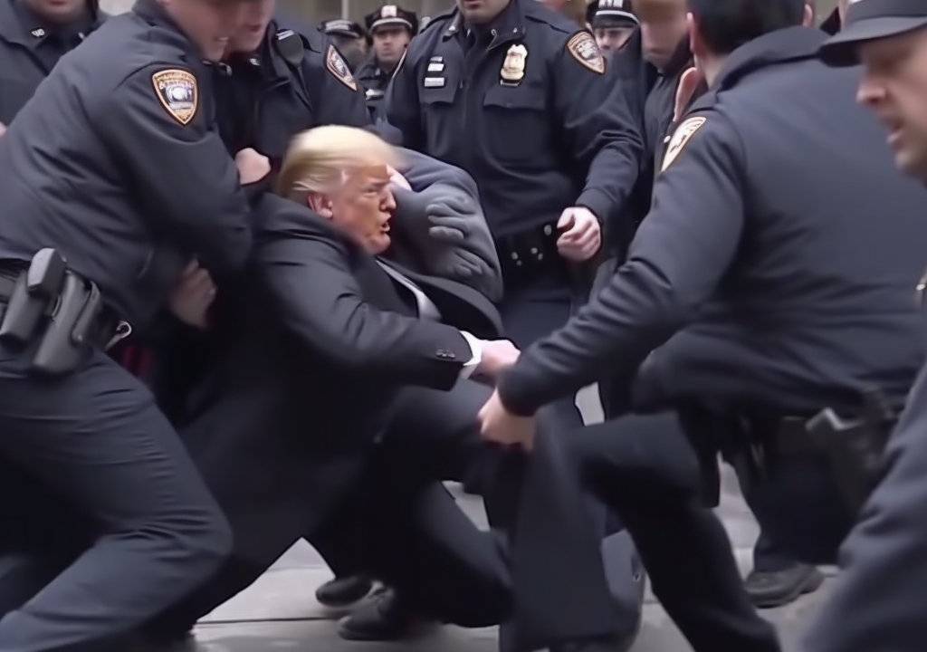 Imagem falsa gerada por inteligência artificial mostra Trump sendo preso pela polícia -