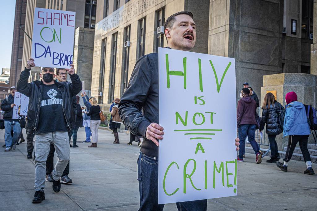 GettyImages-1244645951.jpg ESTIGMA - Protesto em Nova York: a doença sempre foi alvo de preconceito