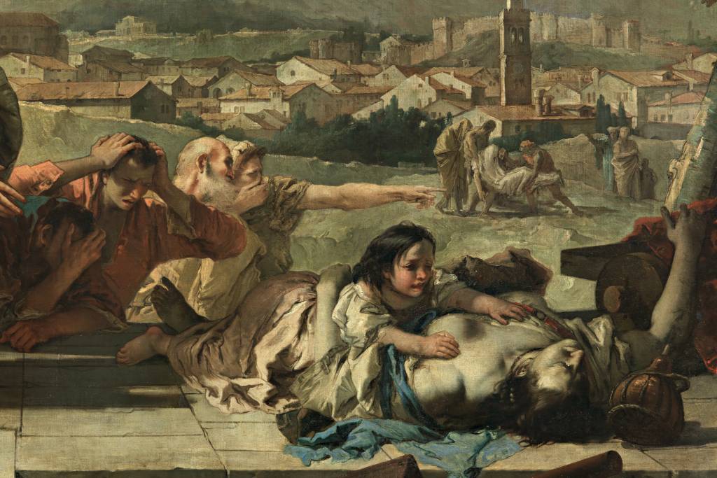 Saint Tecla Pray for the Liberation of Este from the Plague, by Giambattista Tiepolo, 1758, 18th Century, oil on canvas, 675 x 390 cm DOR - Quadro de Tiepolo retrata a peste: o bardo perdeu parentes para a doença