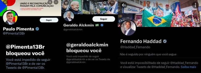 Ministros bloqueiam usuários Usuários das redes sociais relatam que foram bloqueados por ministros de Lula