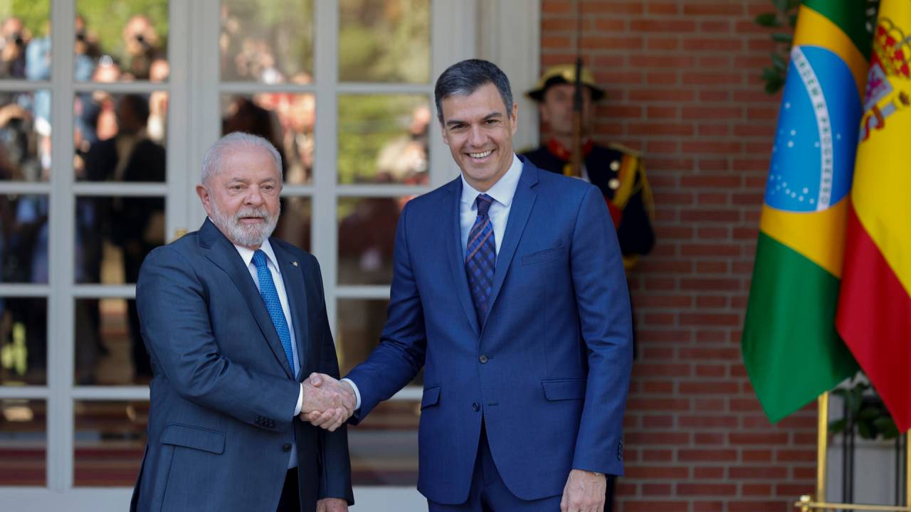O presidente Luiz Inácio Lula da Silva e o primeiro-ministro espanhol, Pedro Sánchez