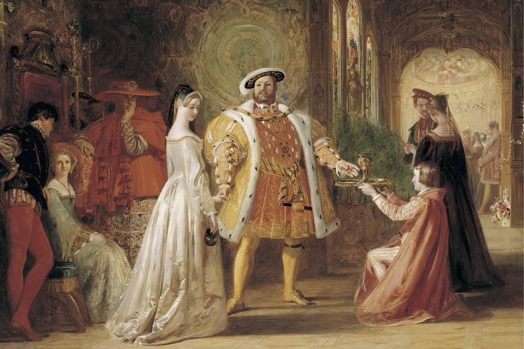 First meeting of Henry VIII and Anne Boleyn, 1835. Artist: Maclise, Daniel (1806-1870) CISMA - Henrique VIII e Ana Bolena: ruptura com o catolicismo, em 1534