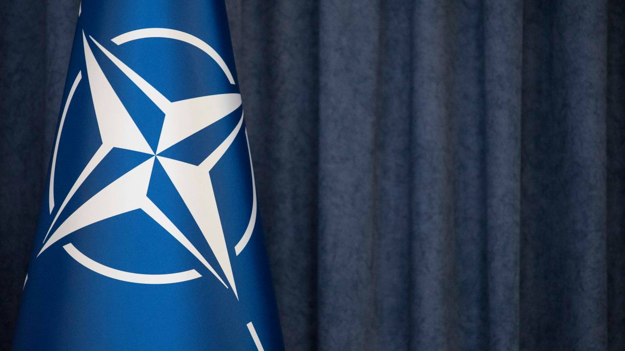 NATO flag seen in Warsaw on 16 November, 2022. (Photo by Maciej Luczniewski/NurPhoto via Getty Images)