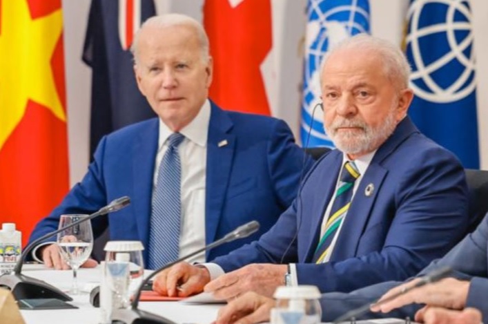 Lula g7 O presidente Luiz Inácio Lula da Silva participa de reunião da cúpula do G7, no Japão, ao lado do presidente dos EUA, Joe Biden