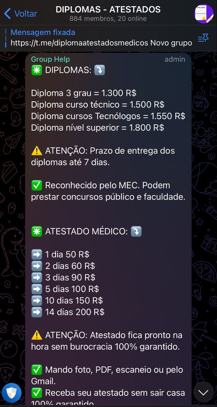Venda de receitas m&eacute;dicas e diplomas