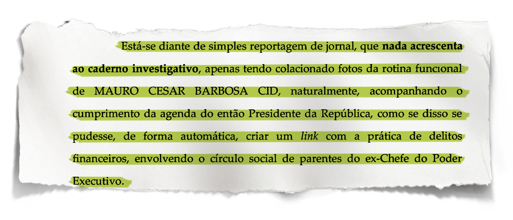 PROCESSO - Enxertos: para Lindôra, fatos sem relação com o ex-presidente