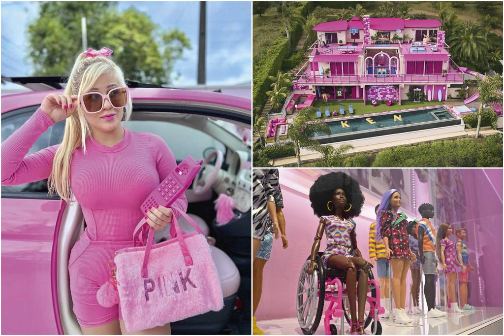 BRUNA-BARBIE-2023-5-c.jpg FACETAS - A influencer Bruna Barbie (à esq.), a casa da boneca no Airbnb (no alto) e as variações dela: diversidade e estilo de vida