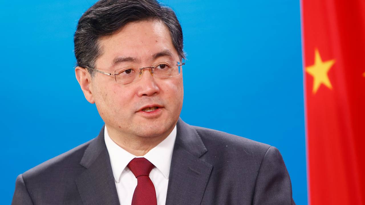 BERLIN, GERMANY - MAY 9: Chinese Foreign Minister Qin Gang address the media during a joint Press conference in the German Foreign ministry on May 9, 2023 in Berlin, Germany. High on the meeting's agenda is reportedly Russia's war in Ukraine, in which China is seeking to play a negotiating role. Foreign Minister Qin Gang will also visit France and Norway. (Photo by Michele Tantussi/Getty Images)