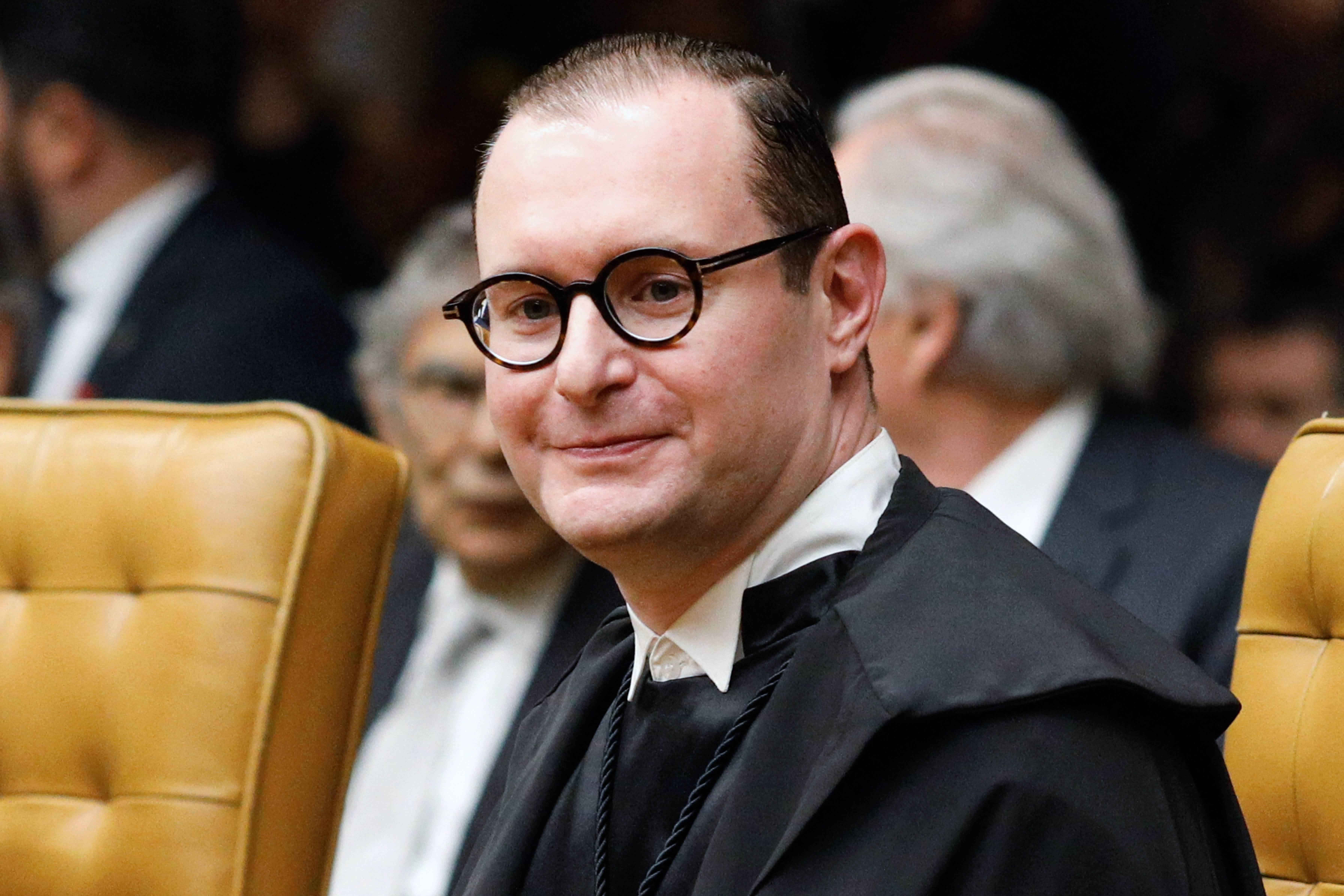 The new Minister of the Supreme Federal Court (STF) Cristiano Zanin smiles during the inauguration ceremony in Brasília, on August 3, 2023. Zanin, who had been President Lula da Silva's defense attorney in the 'Car Wash' operation, was appointed by to fill a vacancy on the Supreme Court in place of Ricardo Lewandowski, who left his post last April. (Photo by Sergio Lima / AFP)