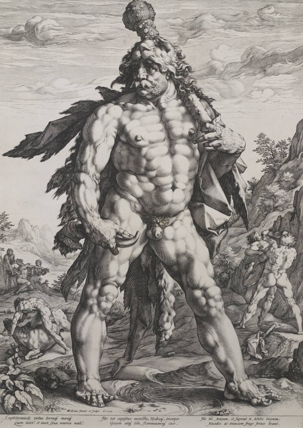 2-DUPLA-APOIO-hendrick_goltzius_der_grosse_herkules_1589_albertina-_wien.jpg MÚSCULOS - O Grande Hércules, de Hendrick Goltzius: a nudez era influenciada pelo ideal de força divina greco-romano