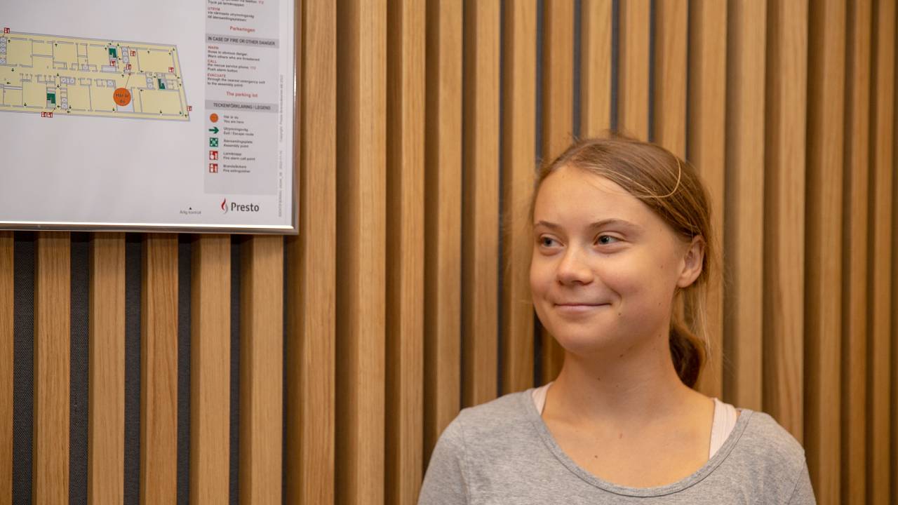 MALMO, SWEDEN - JULY 24: Environment activist, Greta Thunberg, seen at the District Court before a court hearing on July 24, 2023 in Malmo, Sweden. The charges stem from an incident in June when Greta Thunberg joined a group of protesters blockading oil tankers at a port in Malmo, and allegedly refused to leave when asked by police. (Photo by Ole Jensen/Getty Images)