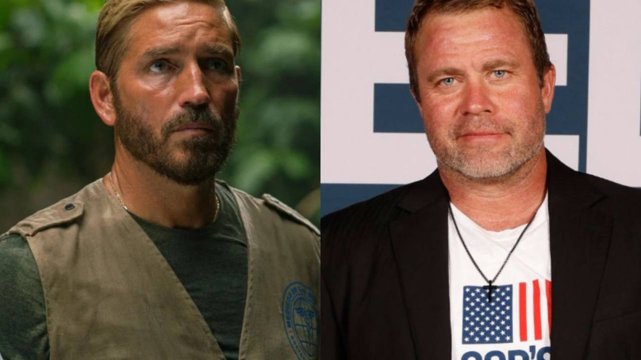 O ator Jim Caviezel (à esq.), intérprete do ex-agente federal Tim Ballard (à dir.) no filme 'Som da Liberdade'