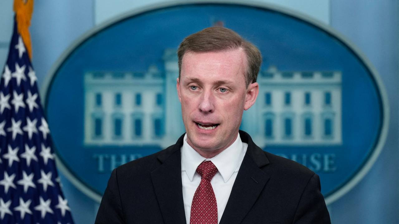 WASHINGTON, DC - OCTOBER 10: U.S. National Security Advisor Jake Sullivan speaks during the daily press briefing after U.S. President Joe Biden gave remarks on the terrorist attacks in Israel at the White House October 10, 2023 in Washington, DC. On October 7, the Palestinian militant group Hamas launched the largest surprise attack from Gaza in a generation, sending thousands of missiles and an unknown number of fighters by land, who shot and kidnapped Israelis in communities near the Gaza border. The attack prompted retaliatory strikes on Gaza and a declaration of war by the Israeli prime minister. Drew Angerer/Getty Images/AFP (Photo by Drew Angerer / GETTY IMAGES NORTH AMERICA / Getty Images via AFP)