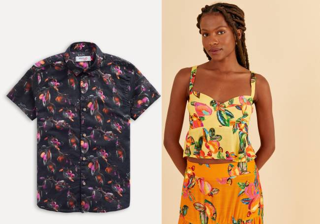 Camisa masculina da Reserva e look feminino da Farm Camisa masculina da Reserva e look feminino da Farm
