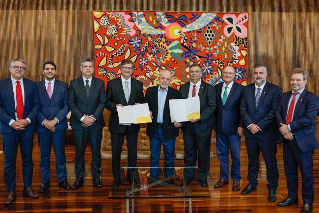 O presidente da República, Luiz Inácio Lula da Silva, durante indicações de Flávio Dino ao cargo de ministro do Supremo Tribunal Federal e de Paulo Gonet ao cargo de procurador-geral da República, no Palácio do Alvorada, em 27 de novembro de 2023