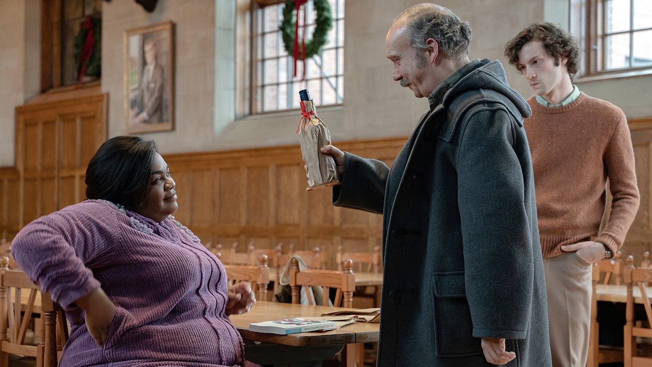 NATAL PECULIAR - Os atores Da'Vine Joy Randolph, Paul Giamatti e Dominic Sessa: solidões e traumas compartilhados