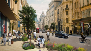 A Fleet Street, nos arredores da Catedral de São Paulo: jardins serão compostos por plantas resistentes e naturais da região