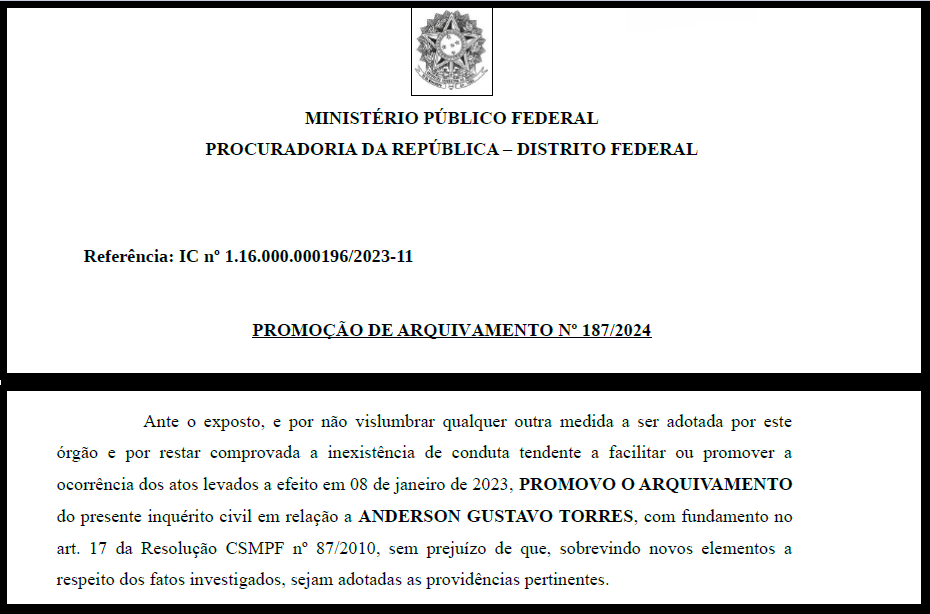 ANDERSON TORRES – RASGADINHO – ARQUIVAMENTO mpf