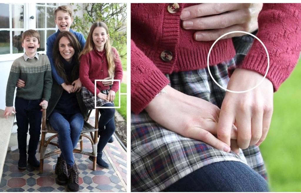 Kate Middleton e filhos em foto editada Kate Middleton e filhos em foto editada