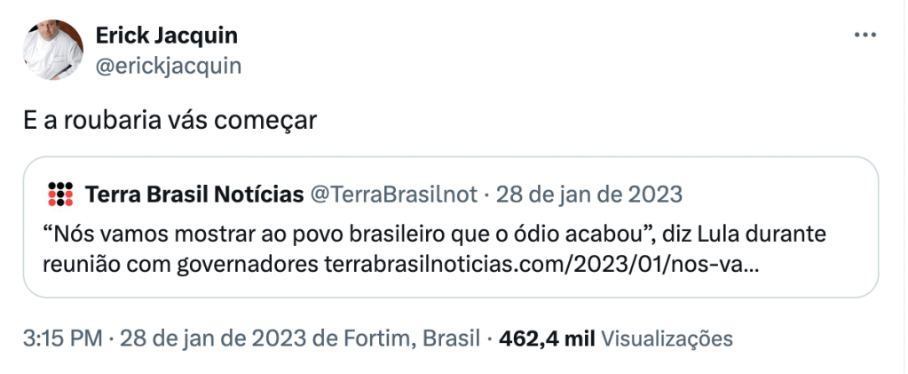 tuite-jacquin-2 Comentário de Erick Jacquin no Twitter