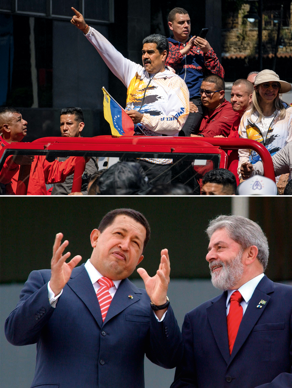 BONS COMPANHEIROS - Lula com Chávez (abaixo) e Maduro: caminhando sobre uma linha delicada, o brasileiro prefere não tecer críticas