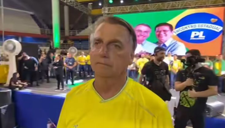 O ex-presidente Jair Bolsonaro durante evento do PL em Manaus, no sábado, 3: minuto de silêncio para vítimas das enchentes no Rio Grande do Sul