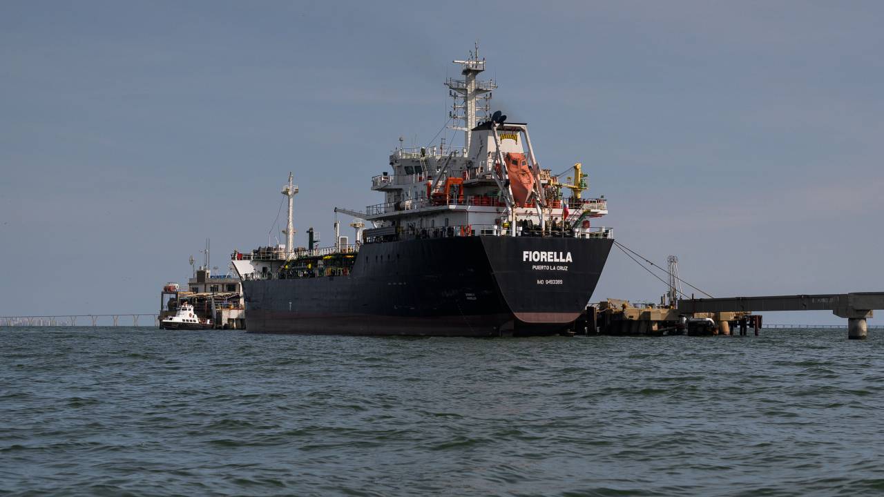 The Venezuelan-flagged Fiorella oil tanker docked in front of the Petroleos de Venezuela SA (PDVSA) Bajo Grande Refinery at the Paraguana Refinery Complex on Lake Maracaibo in Maracaibo, Zulia state, Venezuela, on Wednesday, Nov. 15, 2023. A decision by the US on Oct. 18 to ease sanctions in exchange for greater political freedom in Venezuela, has opened the doors for dealmaking and increased production that will enable the Latin American country's crude to reach global markets. Photographer: Gaby Oraa/Bloomberg via Getty Images