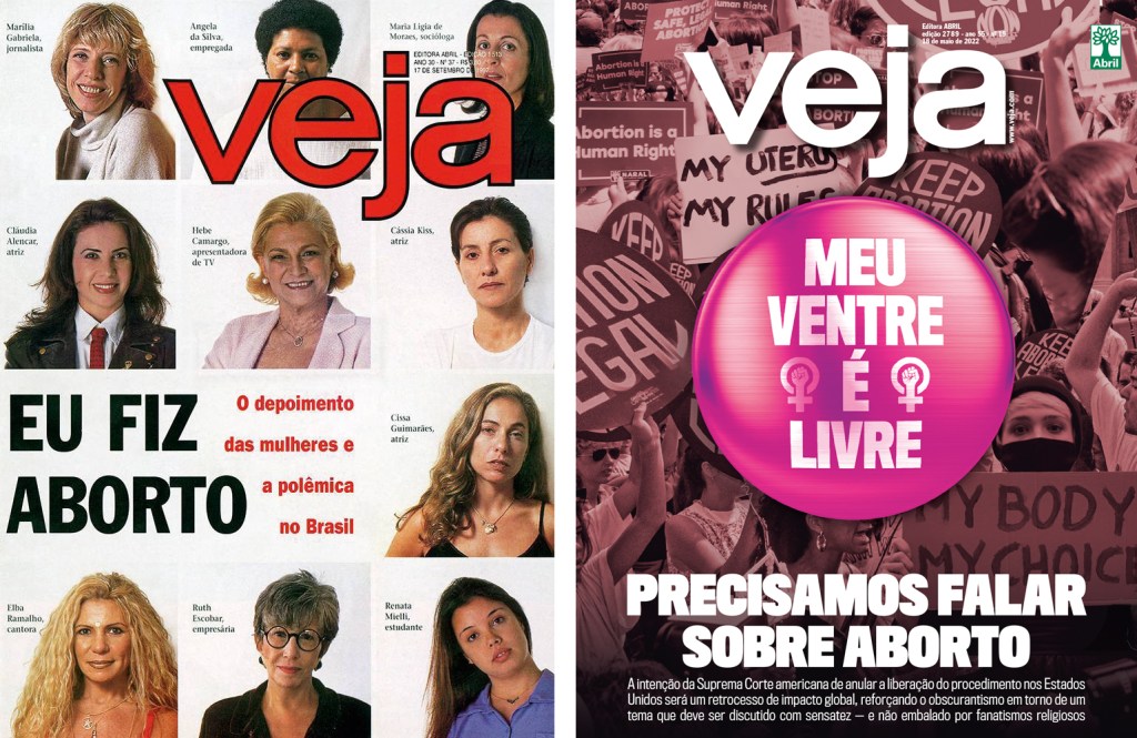 JORNALISMO - Capas de VEJA: a de 1997, que viralizou nas redes sociais, e uma de 2022: atenção permanente