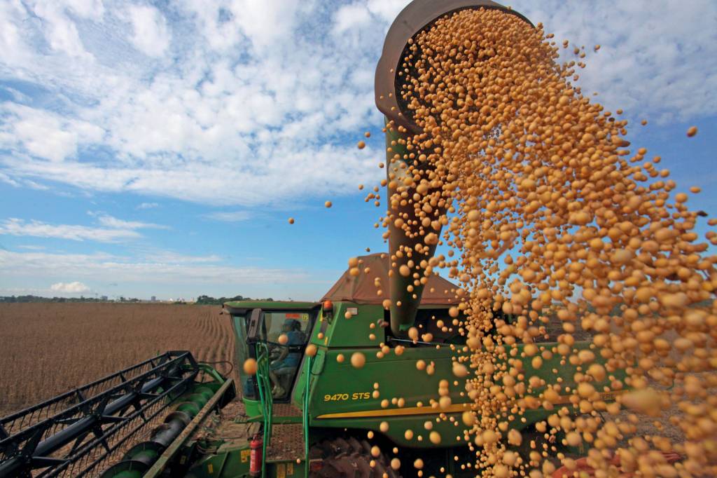 Preço e produtividade animam agricultores MENOS TROCAS - Colheita de soja no Brasil: arrocho argentino reduz compras do grão e de outros produtos