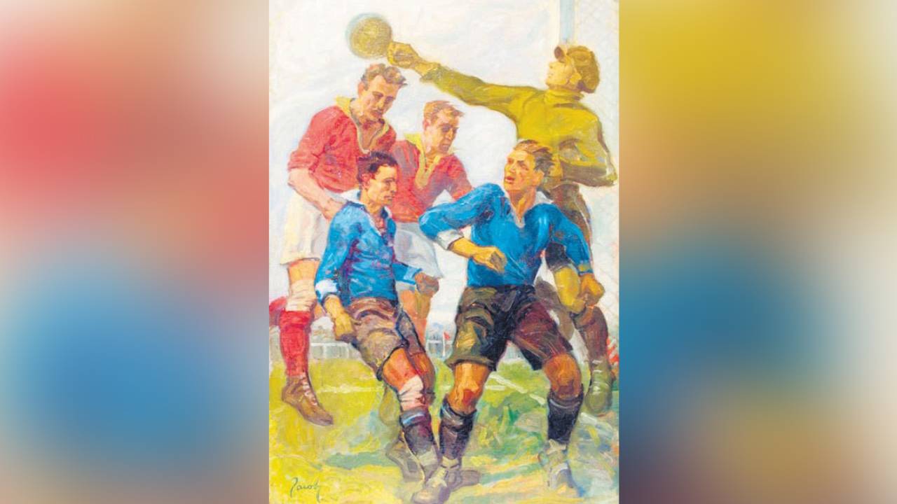 A medalha de ouro em artes plásticas: o escanteio pintado pelo luxemburguês Jean Jacoby (Olympic Museum Lausanne/Divulgação)