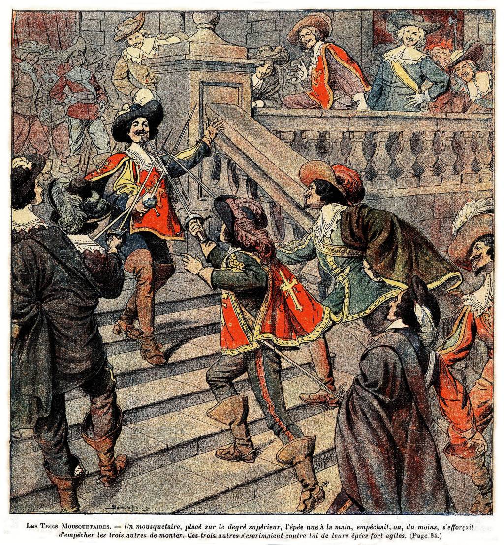 The Three Musketeers The Three Musketeers' (French: Les Trois Mousquetaires), 19th century. Alexandre Dumas. Private collection. (Photo by: Photo12/Pierre Pitrou/Universal Images Group via Getty Images)