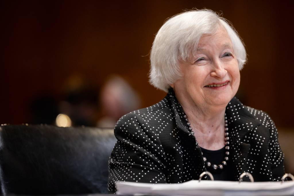 GettyImages-2155454475.jpg Janet Yellen, secretária do Tesouro dos Estados Unidos: política firme