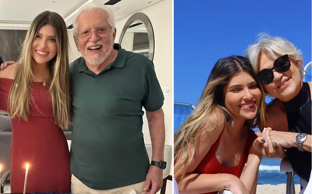 Maria Fernanda com o pai, o humorista Carlos Alberto de Nóbrega; e com a mãe Andrea de Nóbrega