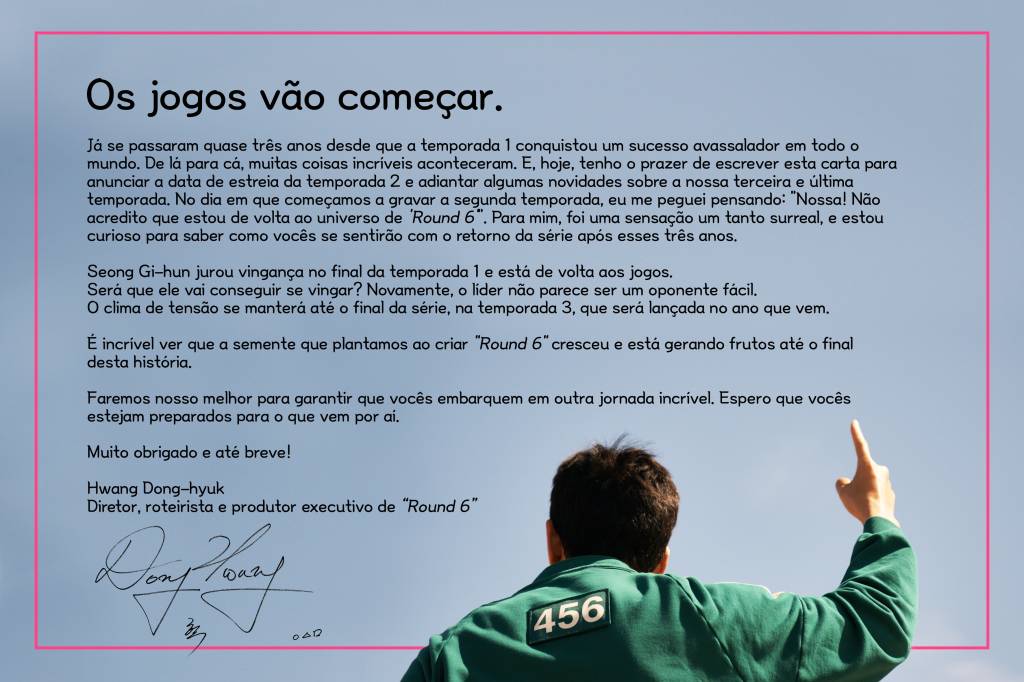Round 6 – Carta do diretor Carta de Hwang Dong-hyuk, diretor de Round 6