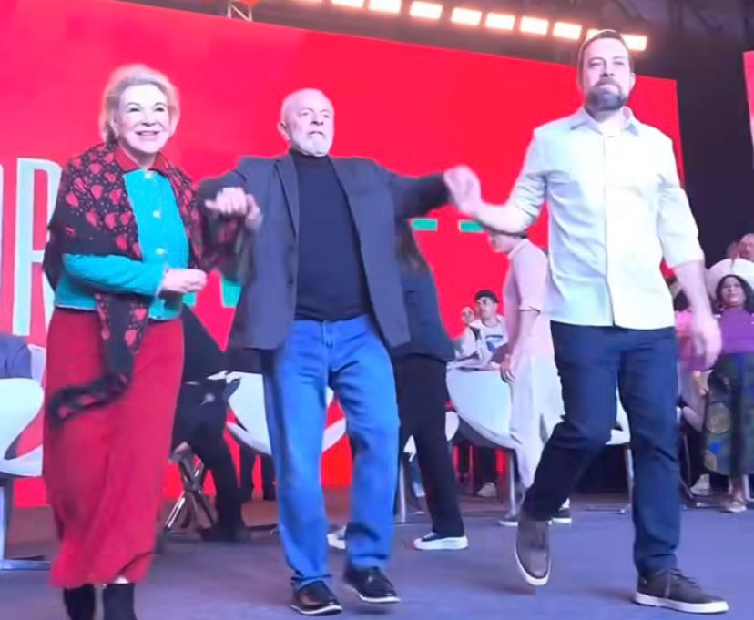 Marta, Lula e Boulos na convenção deste sábado, 20, em São Paulo